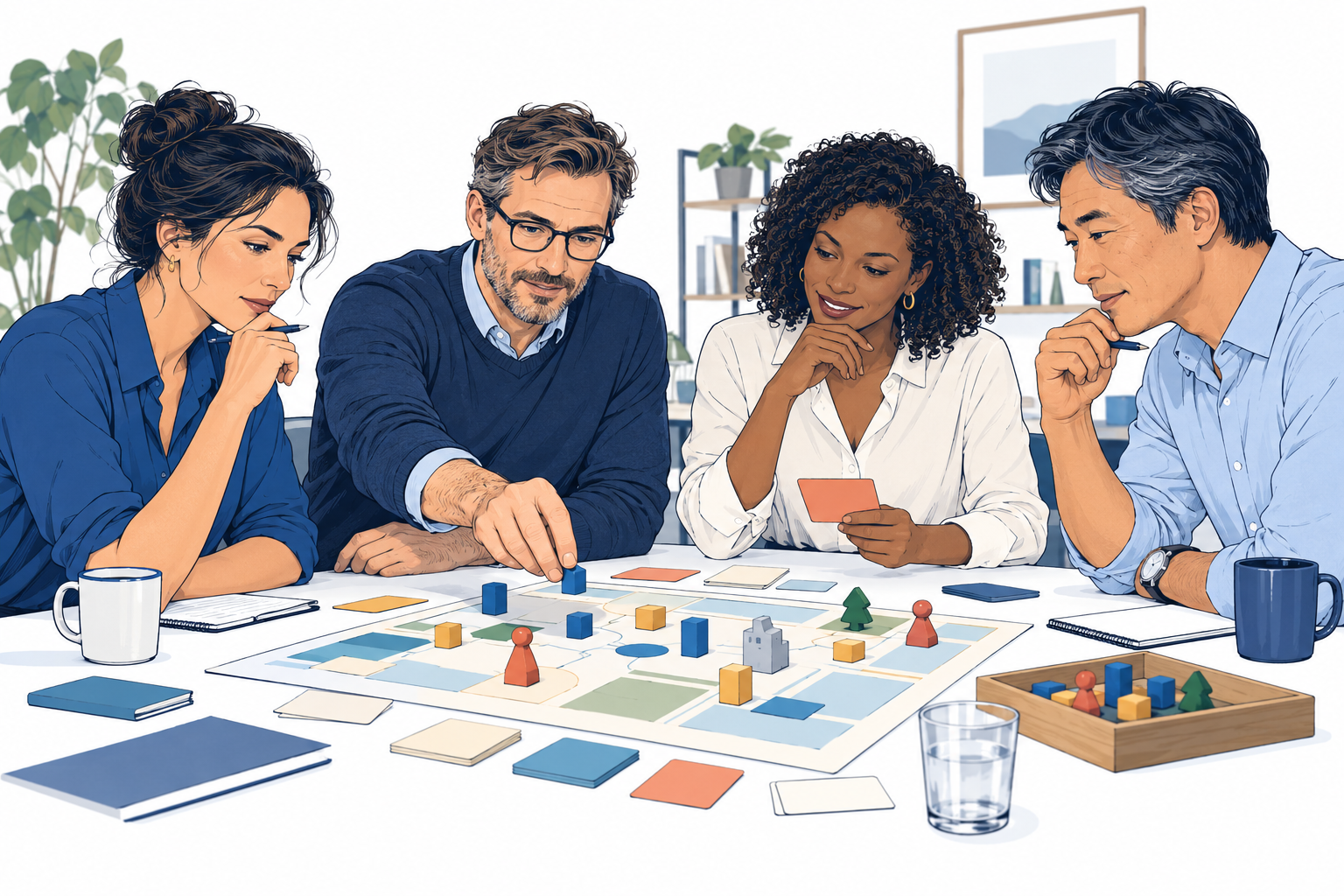 Ilustración de profesionales aprendiendo y desarrollando su autonomía en el trabajo